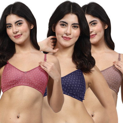 LILY Itida Women T-Shirt Non Padded Bra(Maroon, Blue, Brown)