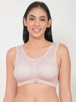 NuBraze Women’s Pink Cotton Front Open Bra Women Bralette Lightly Padded Bra(Pink)
