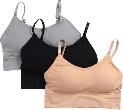 TIARA LEGGINGS Women Cami Bra Lightly Padded Bra(Grey, Black, Beige)