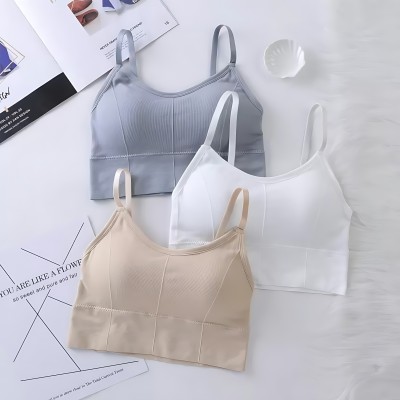 Mr Laduji Unique Design Women Sports Lightly Padded Bra(Grey, White, Beige)