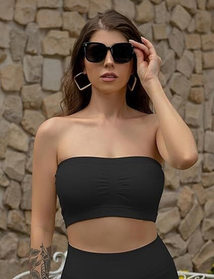 Mcoria Stretchable Seamless Strapless Tube Bra Women Full Coverage Lightly Padded Bra(Multicolor)