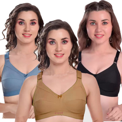 X-WELL Women Everyday Non Padded Bra(Grey, Black, Beige)