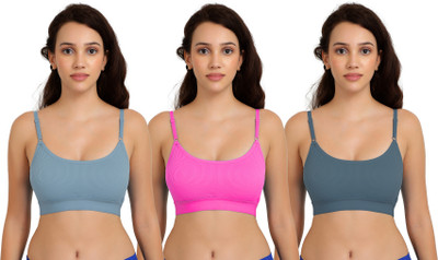Beach Curve Goma Bra Women Minimizer Non Padded Bra(Blue, Pink, Dark Green)