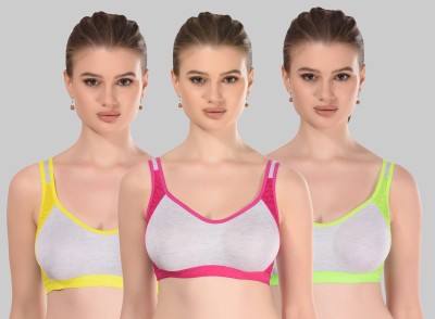 Yana Women Sports Non Padded Bra(Yellow, Pink, Light Green)