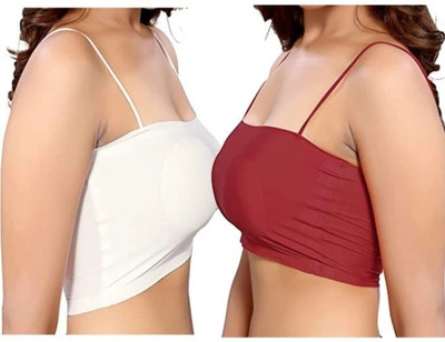 BRANKLY URJA Women Cami Bra Lightly Padded Bra Women Cami Bra Lightly Padded Bra(White, Maroon)