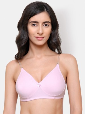 COLLEGE GIRL Backless Women T-Shirt Non Padded Bra(Pink)