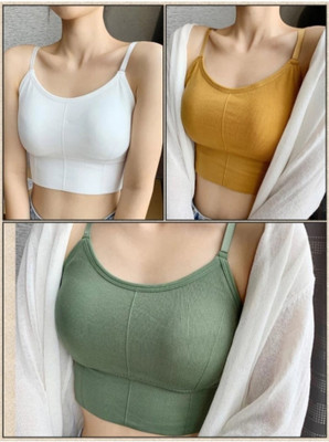 BRANKLY Women Cami Bra Lightly Padded Bra Women Cami Bra Lightly Padded Bra(White, Gold, Green)
