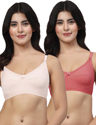 LILY akihdar Women Everyday Non Padded Bra(White, Maroon)