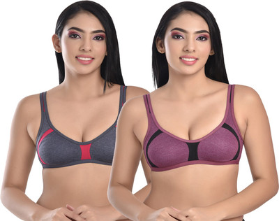 elina Women Full Coverage Non Padded Bra(Blue, Purple)