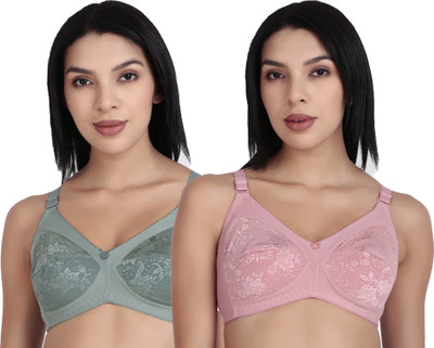 Rymestyle Full coverage heavy bust Premium Net bra Women Full Coverage Non Padded Bra(Multicolor)