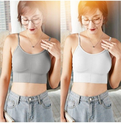 BRANKLY URJA Women Cami Bra Lightly Padded Bra Women Cami Bra Lightly Padded Bra(Grey, White)