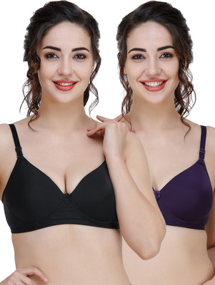 COLLEGE GIRL Hellopad ComboPO2 Women Everyday Lightly Padded Bra(Black, Purple)