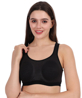 MATHIL STORE Sports Bra for Women – Padded, Wire Free, Comfort Fit Women Sports Non Padded Bra(White)