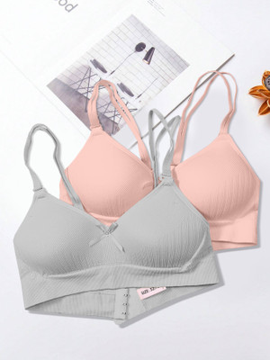NAGARVEL CREATION G/309-PNK/GRY-P02-32 Women Push-up Lightly Padded Bra(Multicolor)