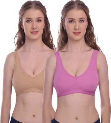 elina Women Sports Non Padded Bra(Beige, Pink)