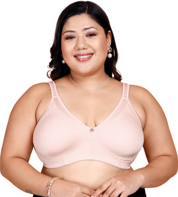 maashie M4418 Women's Side Panel Lace Double Layered Cups High Support Seamless Bra Women Everyday Non Padded Bra(Pink)
