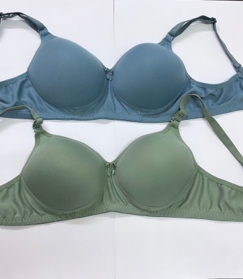 LEVARA Women Full Coverage Lightly Padded Bra(Blue, Green)