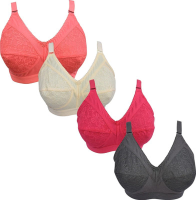 Ninteen-69 Women’s Cotton Non-Padded Everyday Bra | Soft & Comfortable Fit Women Full Coverage Non Padded Bra(Multicolor)