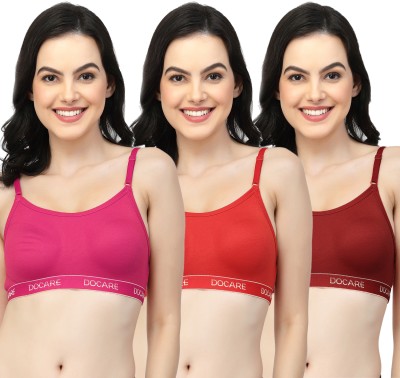 Docare SandySports Women Cami Bra Non Padded Bra(Pink, Red, Maroon)