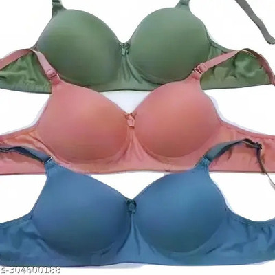 Oumar Bibi Oumar Bibi Stylish Light Padded Full Coverage Women's Women T-Shirt Lightly Padded Bra(Light Green)