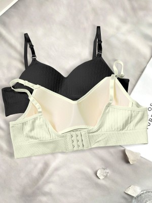 NAGARVEL CREATION c/815-blk/wht-p02-32 Women Full Coverage Lightly Padded Bra(Multicolor)