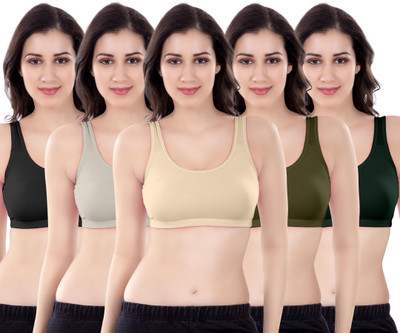 Digsel Cool Cotton Sports Bra Women Sports Non Padded Bra(Multicolor)