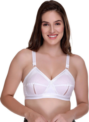 SONA by PERFECTO Women's Perfecto Cotton Full Coverage Plus Size Non-Padded Wirefree Everyday Bra Women Full Coverage Non Padded Bra(White)