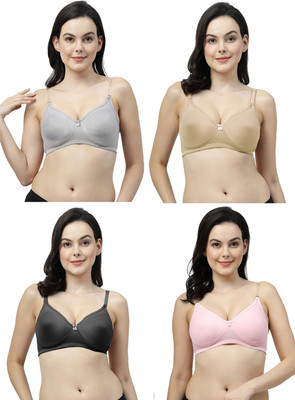 Shyam Sons FLAIR Femina Double Layerd Cup Women T-Shirt Non Padded Bra(Brown, Grey, Pink, Black)