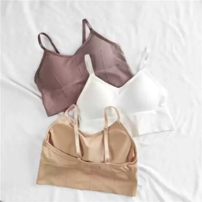 SAWKU Women Sports Lightly Padded Bra(Brown, Beige, White)