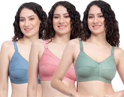 DOLINO Dolino Plus Size C Cup Full Coverage Broad Belt Bra Pack Of 3 Women Push-up Non Padded Bra(Multicolor)