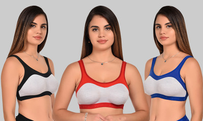 Yana Women Sports Non Padded Bra(Black, Red, Blue)