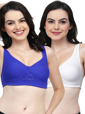 COLLEGE GIRL CG1214 Double Layered Women T-Shirt Non Padded Bra(Dark Blue, White)