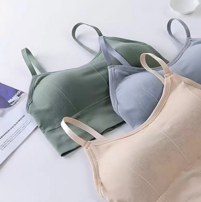VS Beauti VS Beauti Women's Bralette Lightly Padded Sports Bra Gym Wear Women Sports Lightly Padded Bra(Dark Green, Grey, Beige)