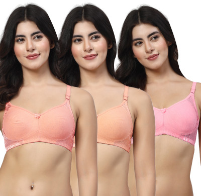LILY inimad Women Bralette Non Padded Bra(Pink, Orange, Pink)