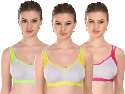 Yana Women Sports Non Padded Bra(Yellow, Pink, Light Green)