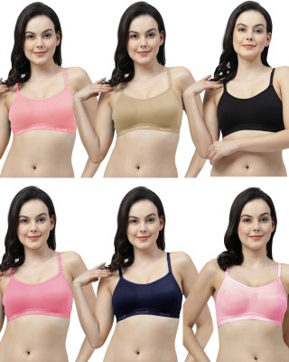 Shyam Sons FLAIR Soniya Single Layered Women Sports Non Padded Bra(Black, Brown, Dark Blue, Pink, Pink, Pink)