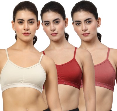 LILY stropSyliaD Women Sports Non Padded Bra(White, Maroon, Maroon)