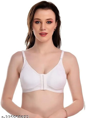 Mehiraafashion WHITE OPEN FRONTHOOK MODEL BRA Women Everyday Non Padded Bra(White)