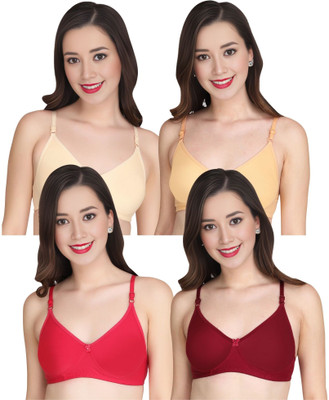 Liigne Women Everyday Non Padded Bra (Pack Of 4) for T-Shirt Saree Dress Sports Garment Women T-Shirt Non Padded Bra(Beige)