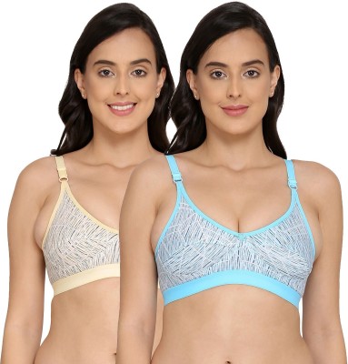 elina Chic Bralette for Women Women Full Coverage Non Padded Bra(Light Blue, Beige)