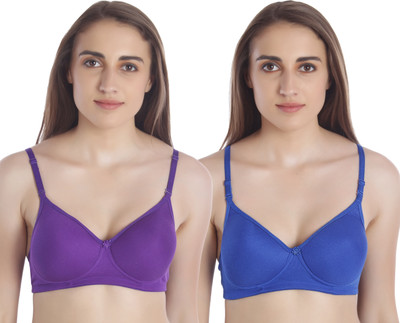 Fashocart Women T-Shirt Lightly Padded Bra(Purple, Blue)