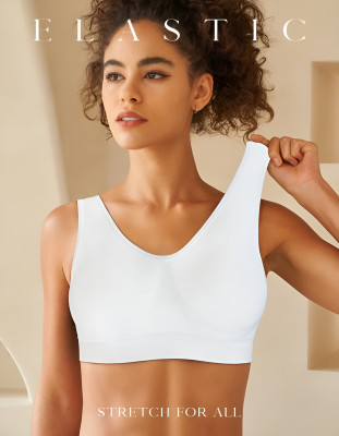 Wave Fashion Sports Bras for Women Comfortable and Simple Lightweight Soft Breathable Elastic Women Sports Lightly Padded Bra(White)
