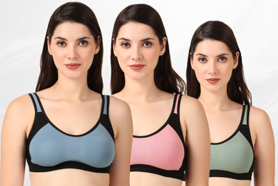 lufiya Women Cage Bra Non Padded Bra(Pink, Blue, Green)