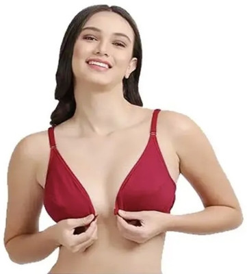 Giftsland Front Open Non Padded Bra Combo Pack of 3 Black Maroon Pink Cotton Trendy Bra Women Everyday Non Padded Bra(Black, Maroon, Pink)