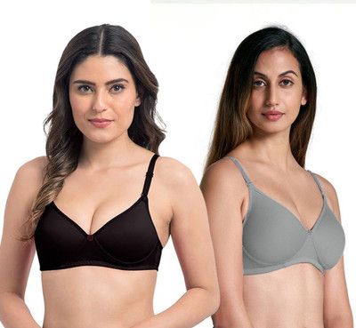 Kiwara Love mould Women Full Coverage Non Padded Bra(Black, Blue)