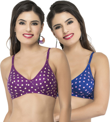 Docare Women Full Coverage Non Padded Bra(Purple, Blue)
