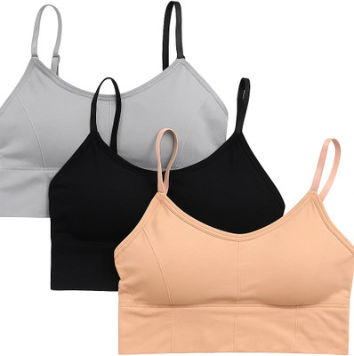 Fashionez REGULAR COTTON BRA Women Bralette Lightly Padded Bra(Beige, Black, Grey)