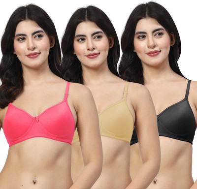 LILY maofcigam Women Full Coverage Heavily Padded Bra(Red, Beige, Black)
