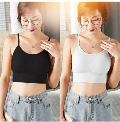 BRANKLY URJA Women Cami Bra Lightly Padded Bra(Black, White)