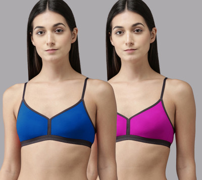 aamarsh Veni Bra Women Full Coverage Non Padded Bra(Blue, Pink)